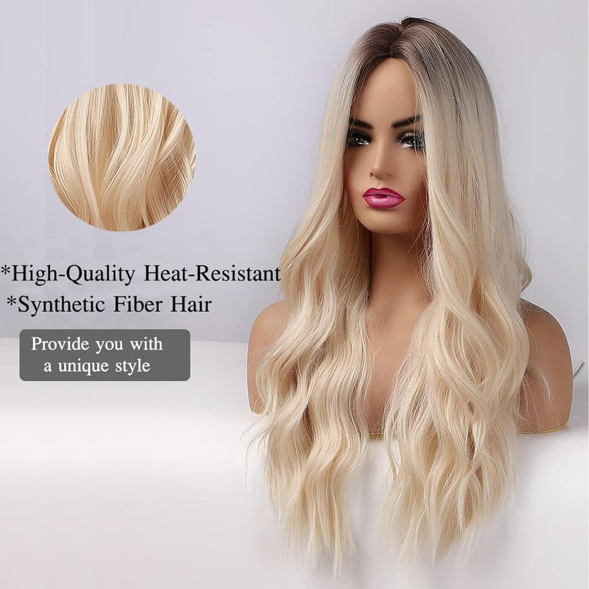 26 Inches Long Blonde Wigs for Women Natural Synthetic Wig – Wigyy